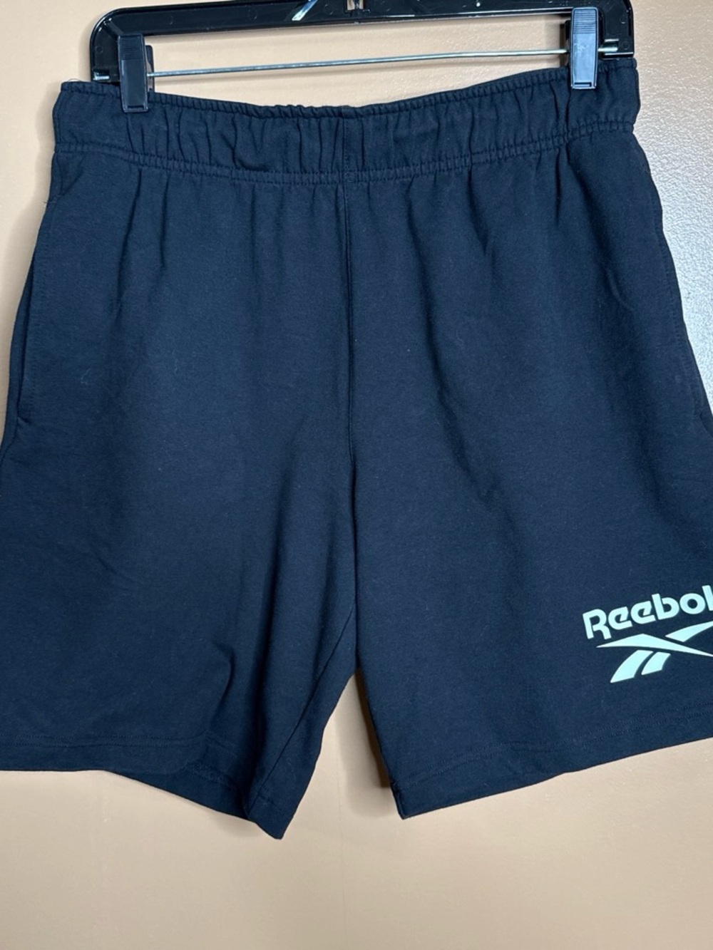 Reebok Black Athletic Shorts with White Logo